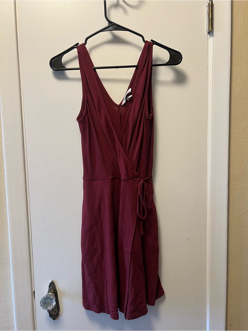 Speechless Sleeveless Wrap-Front Dress in Burgundy Wine